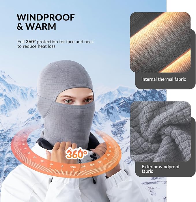 Qunature Balaclava Winter Ski Mask Balaclava Ski Motorcykel Ansiktsmask Dam/Män Varm Vindtät Andas Balaclava för utomhussport Skidåkning Snowboard Cykling