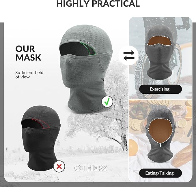Qunature Balaclava Winter Ski Mask Balaclava Ski Motorcykel Ansiktsmask Dam/Män Varm Vindtät Andas Balaclava för utomhussport Skidåkning Snowboard Cykling