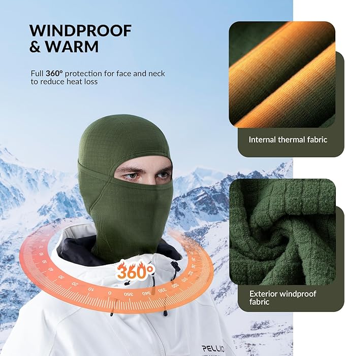 Qunature Balaclava Winter Ski Mask Balaclava Ski Motorcykel Ansiktsmask Dam/Män Varm Vindtät Andas Balaclava för utomhussport Skidåkning Snowboard Cykling