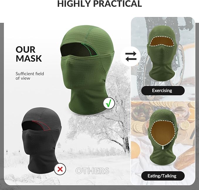 Qunature Balaclava Winter Ski Mask Balaclava Ski Motorcykel Ansiktsmask Dam/Män Varm Vindtät Andas Balaclava för utomhussport Skidåkning Snowboard Cykling