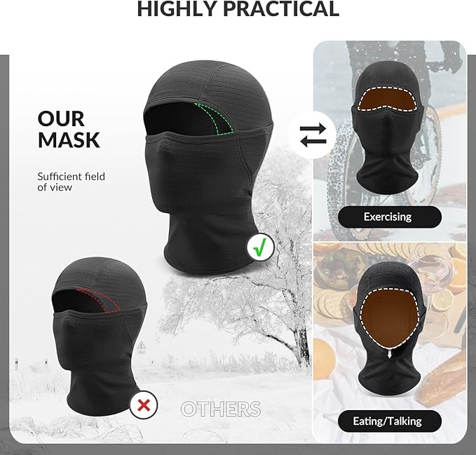 Qunature Balaclava Winter Ski Mask Balaclava Ski Motorcykel Ansiktsmask Dam/Män Varm Vindtät Andas Balaclava för utomhussport Skidåkning Snowboard Cykling