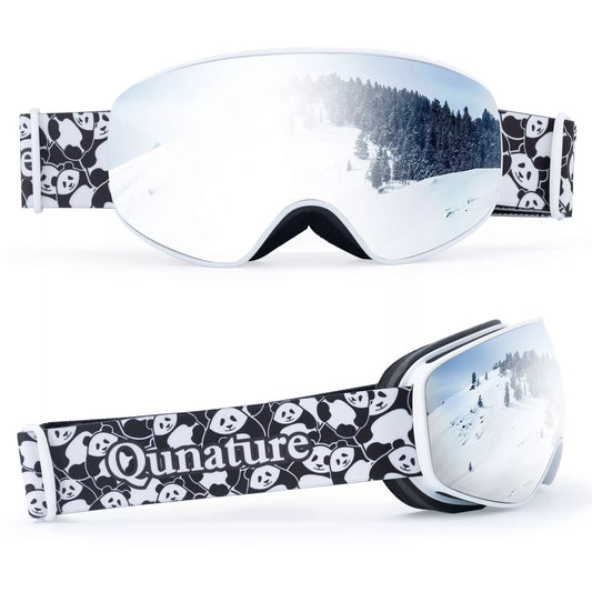 Qunature skidglasögon, snowboardglasögon för barn och vuxna som bär glasögon, anti-fog