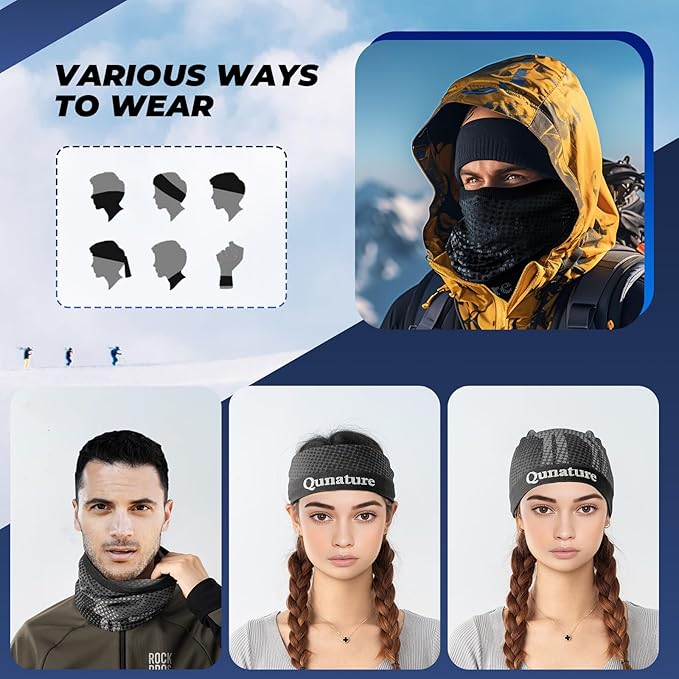 Qunature Multifunktionell Scarf Tube Scarf Vinterhalshalsduk Vindtät Elastisk Andningshalsvärmare Dam & Herr för utomhussporter Skidåkning Löpning Cykling Vandring