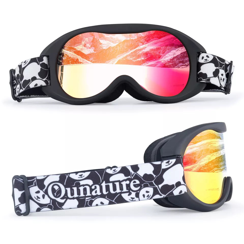 Qunature skidglasögon, snowboardglasögon för barn och vuxna som bär glasögon, anti-fog