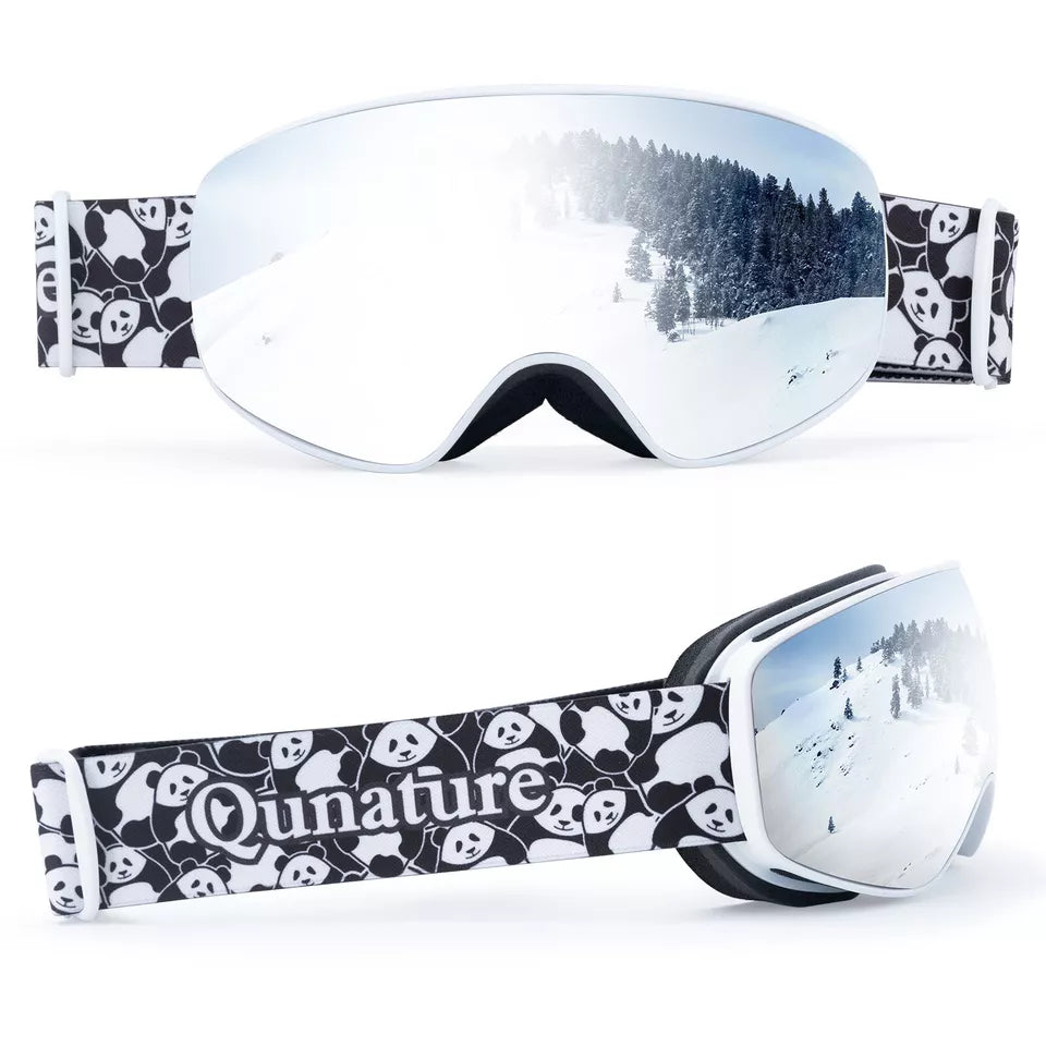 Qunature skidglasögon, snowboardglasögon för barn och vuxna som bär glasögon, anti-fog