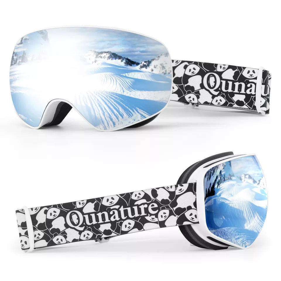 Qunature skidglasögon, snowboardglasögon för barn och vuxna som bär glasögon, anti-fog