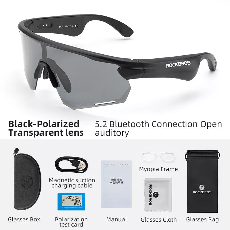 ROCKBROS Elektroniska Bluetooth-glasögon Cykel Motorcykel Bil Utomhus Löpning TAC