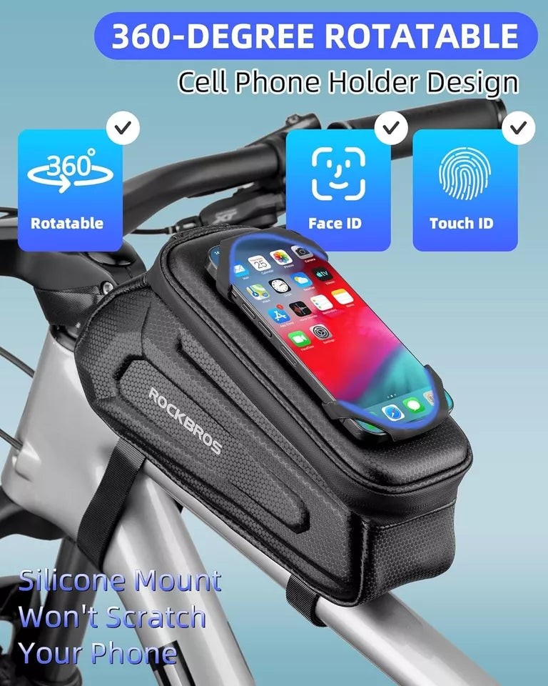 ROCKBROS cykelväska 1,5 liter hård ramväska med mobiltelefonhållare upp till 6,5 tum
