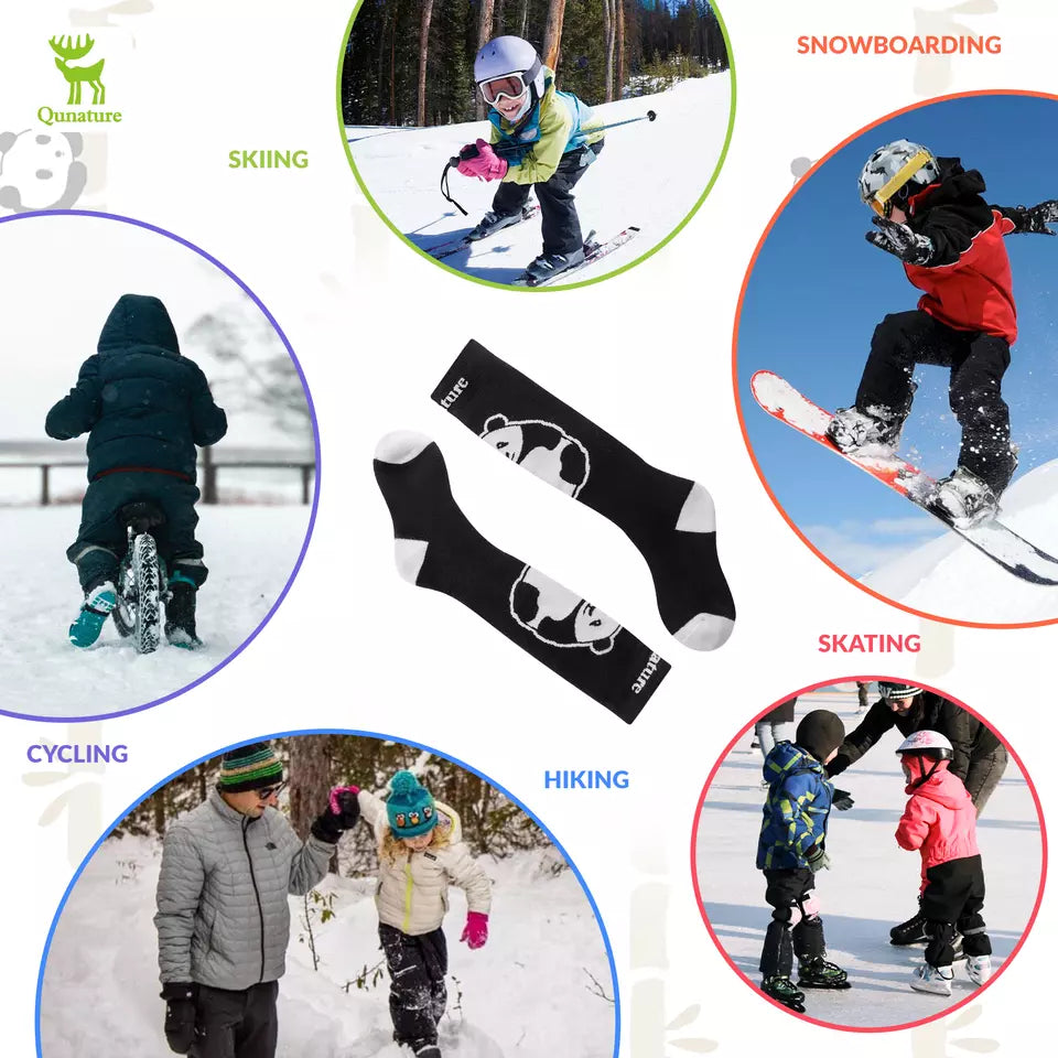 Qunature skidstrumpor barn/pojkar vinterstrumpor skidknästrumpor med ull 1 par