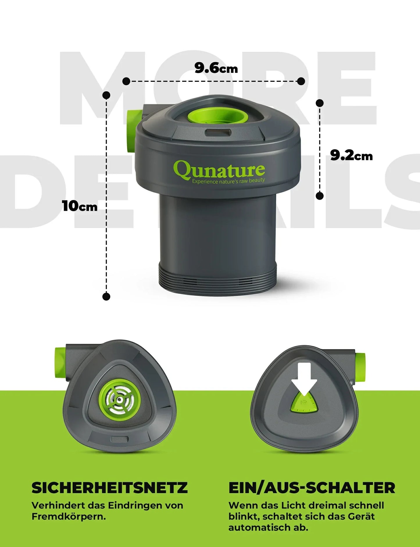 Elektrisk luftpump 2 i 1, uppblåsning och tömning, 2000 mAh uppladdningsbart batteri Quantum