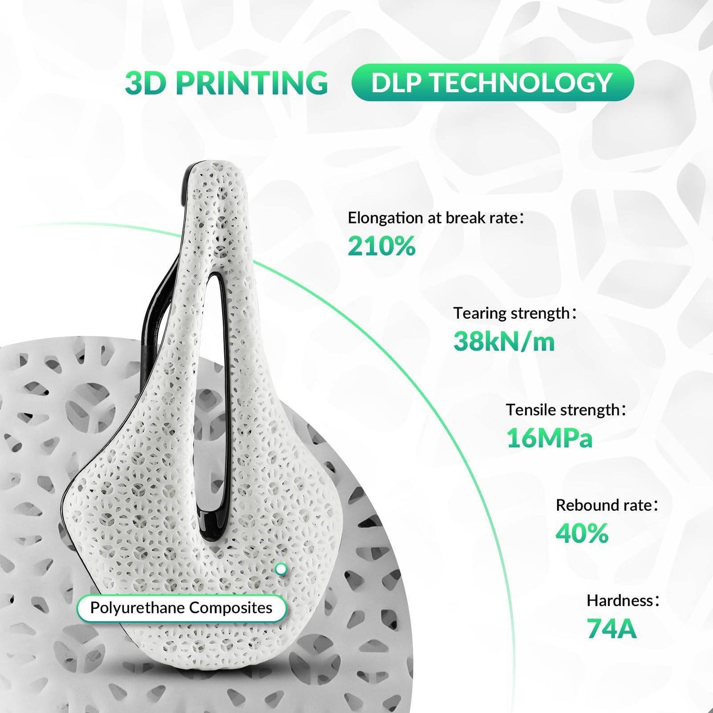 3D-printad kolfibersadel för racercykel, ultralätt, stötdämpande, ergonomisk, ROCKBROS
