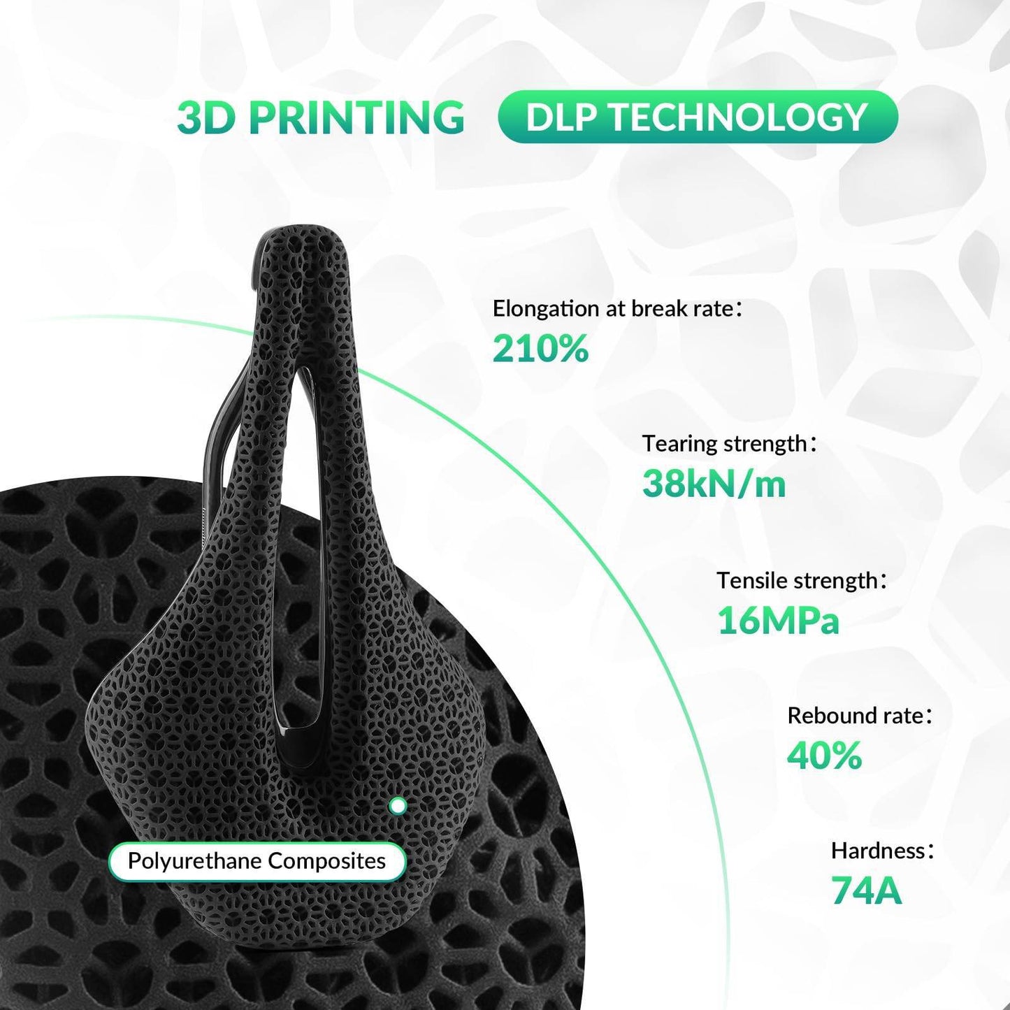3D-printad kolfibersadel för racercykel, ultralätt, stötdämpande, ergonomisk, ROCKBROS