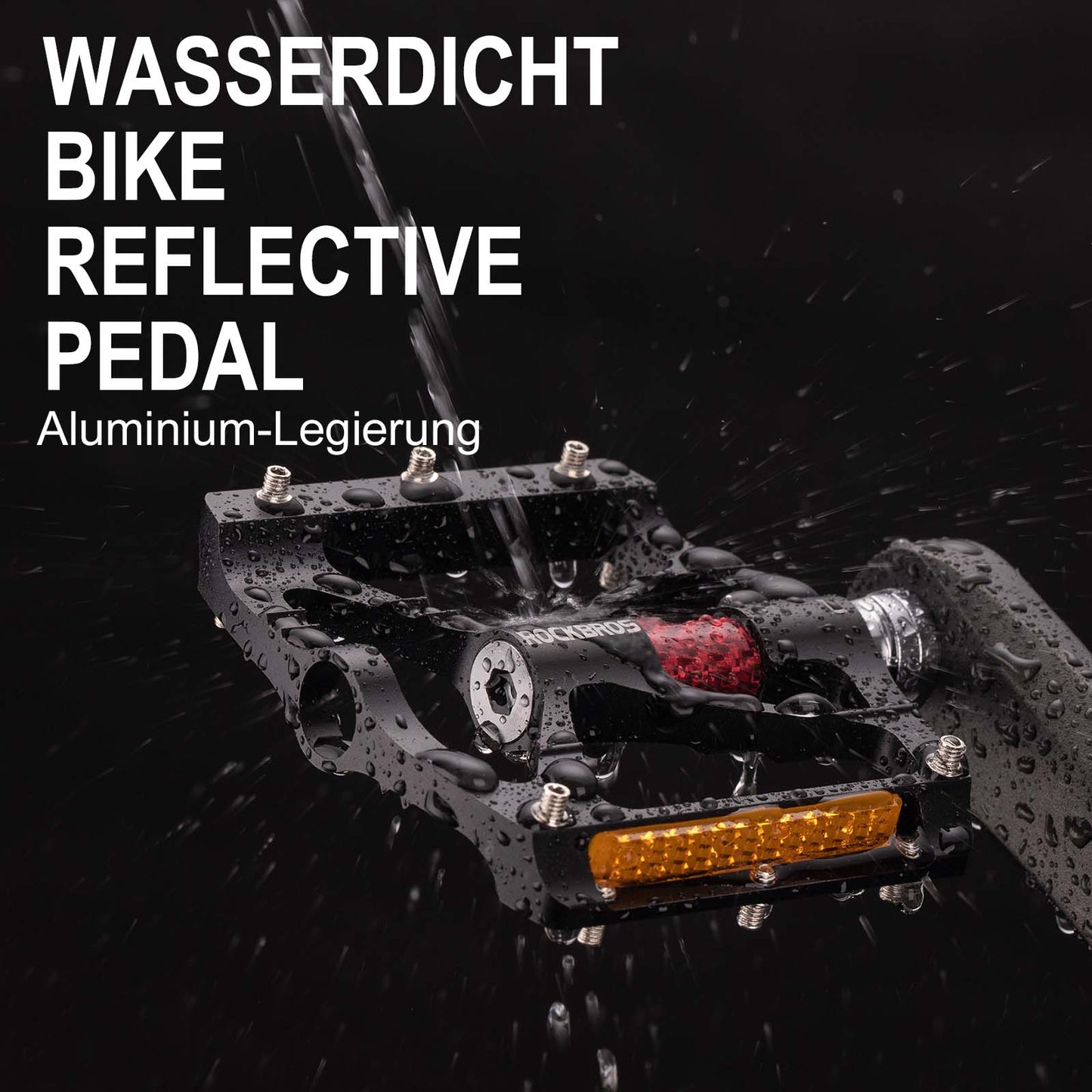 Cykelpedaler i aluminium 9/16 tum med två PVC-reflektorer ROCKBROS