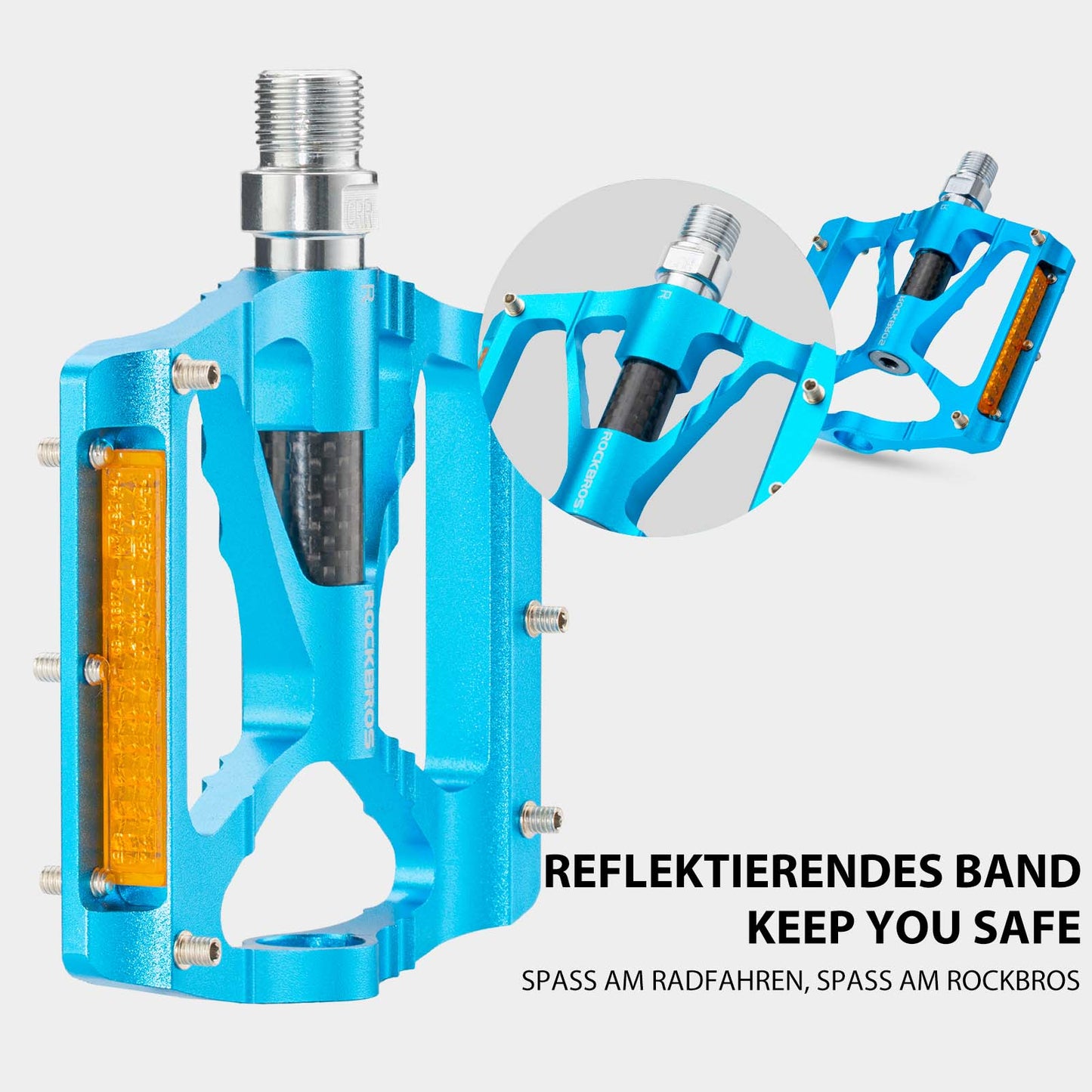 Cykelpedaler i aluminium 9/16 tum med två PVC-reflektorer ROCKBROS