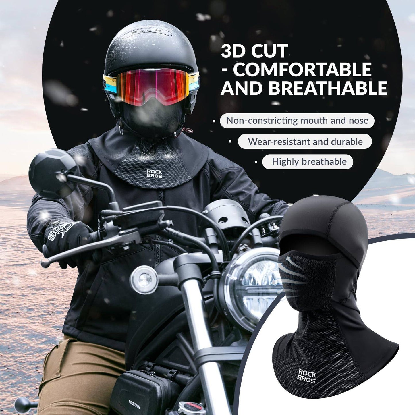 Balaklava Höst Vinter Skidmask Andningsbar Ansiktshuva ROCKBROS