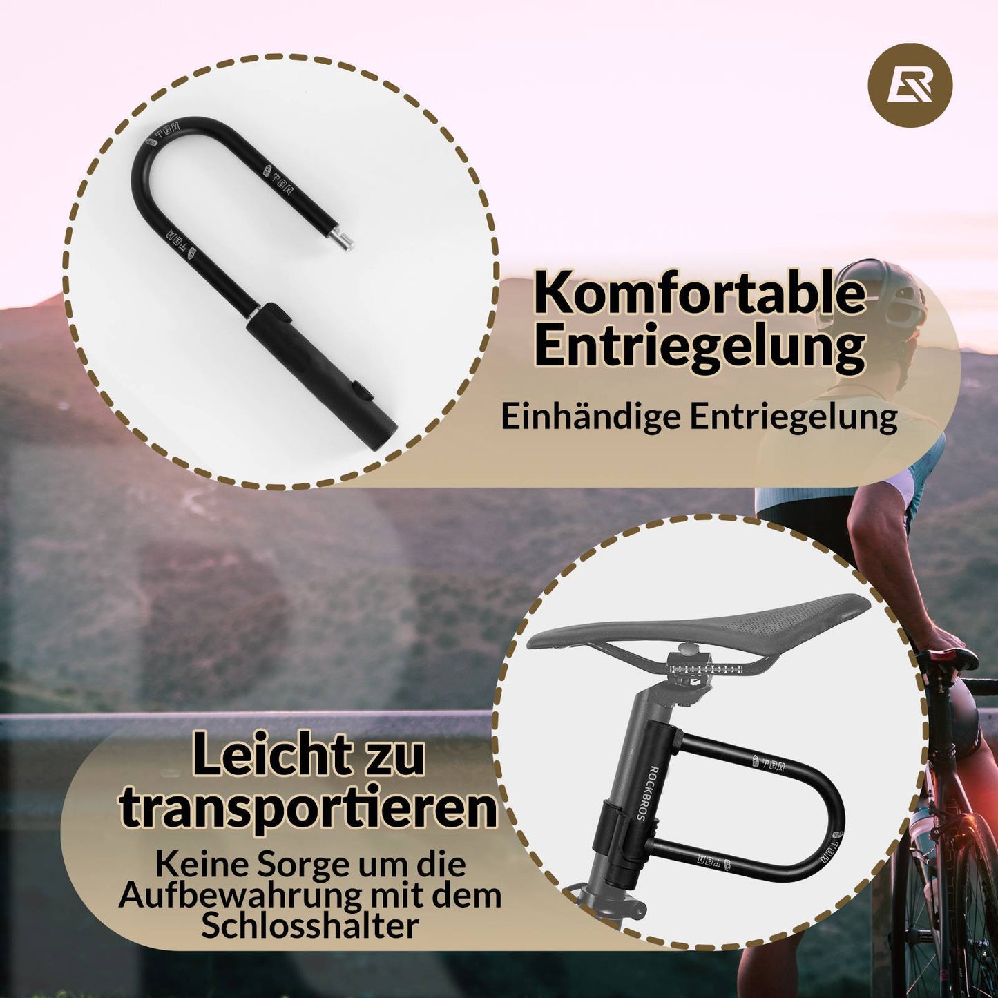 U-lås Cykellås Högsäkerhetslås Vattentäta ROCKBROS