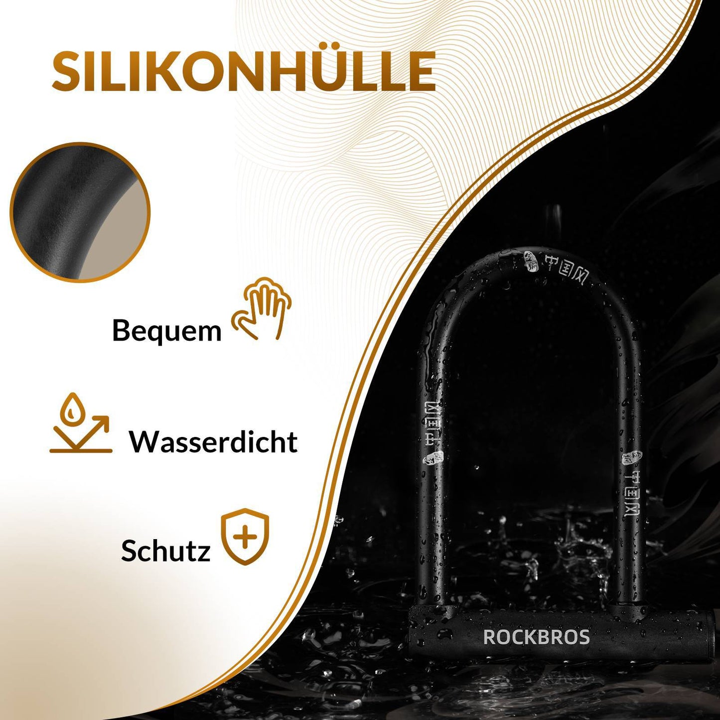 U-lås Cykellås Högsäkerhetslås Vattentäta ROCKBROS