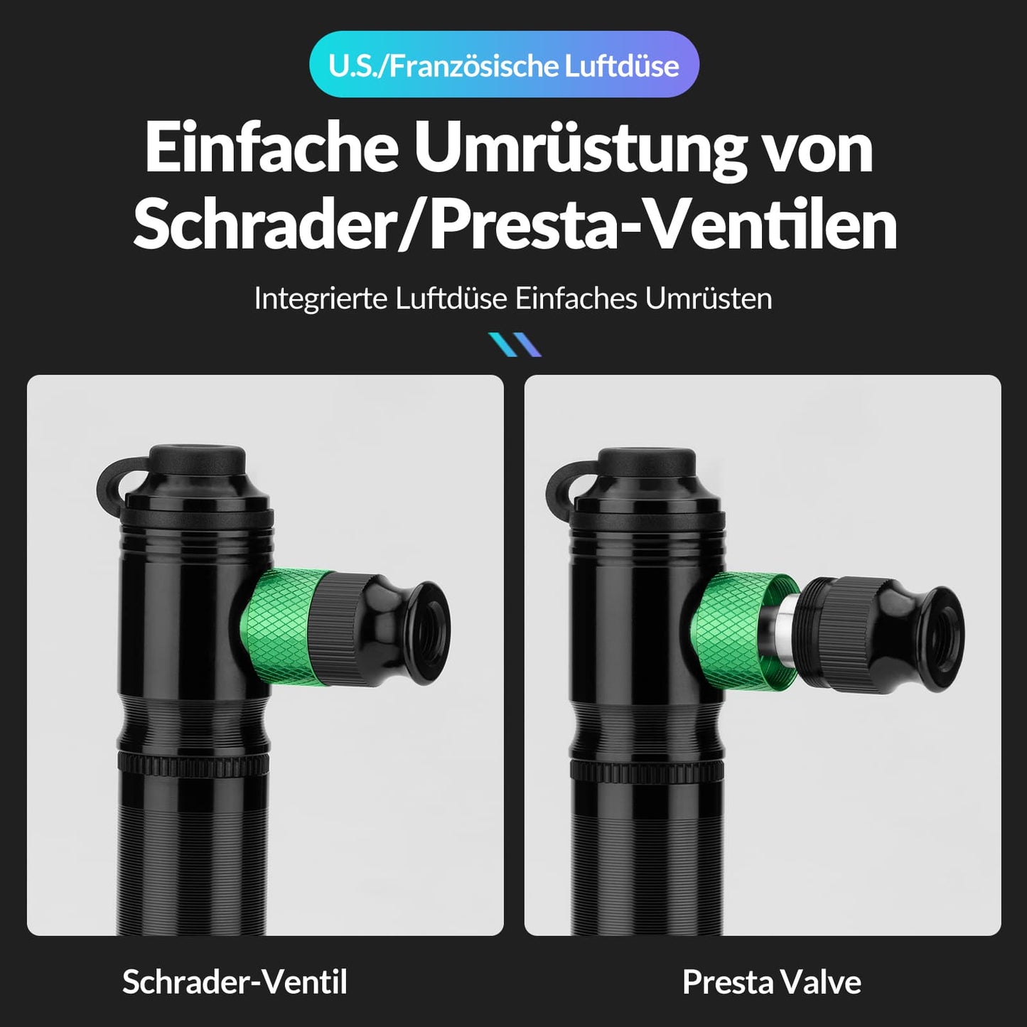 CO2 cykelpump 110 PSI aluminium minipump svart ROCKBROS