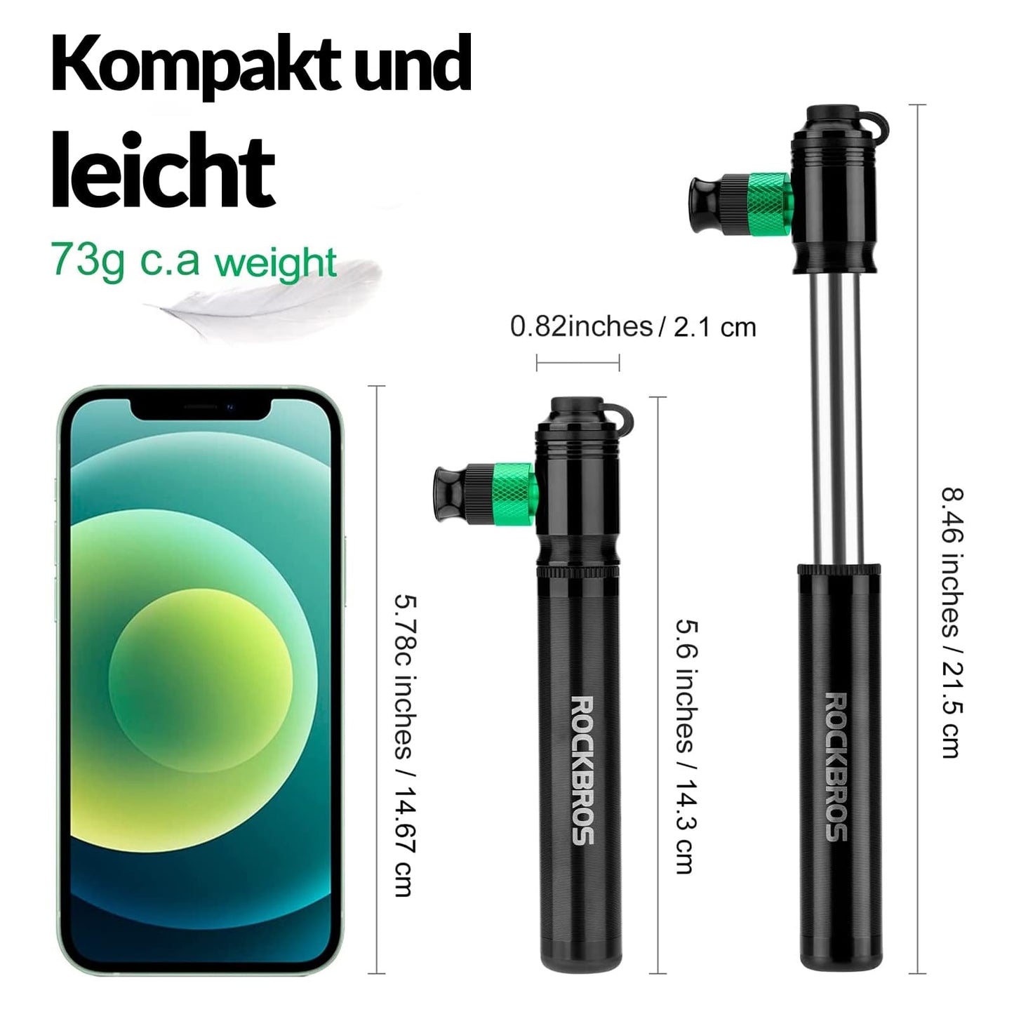 CO2 cykelpump 110 PSI aluminium minipump svart ROCKBROS