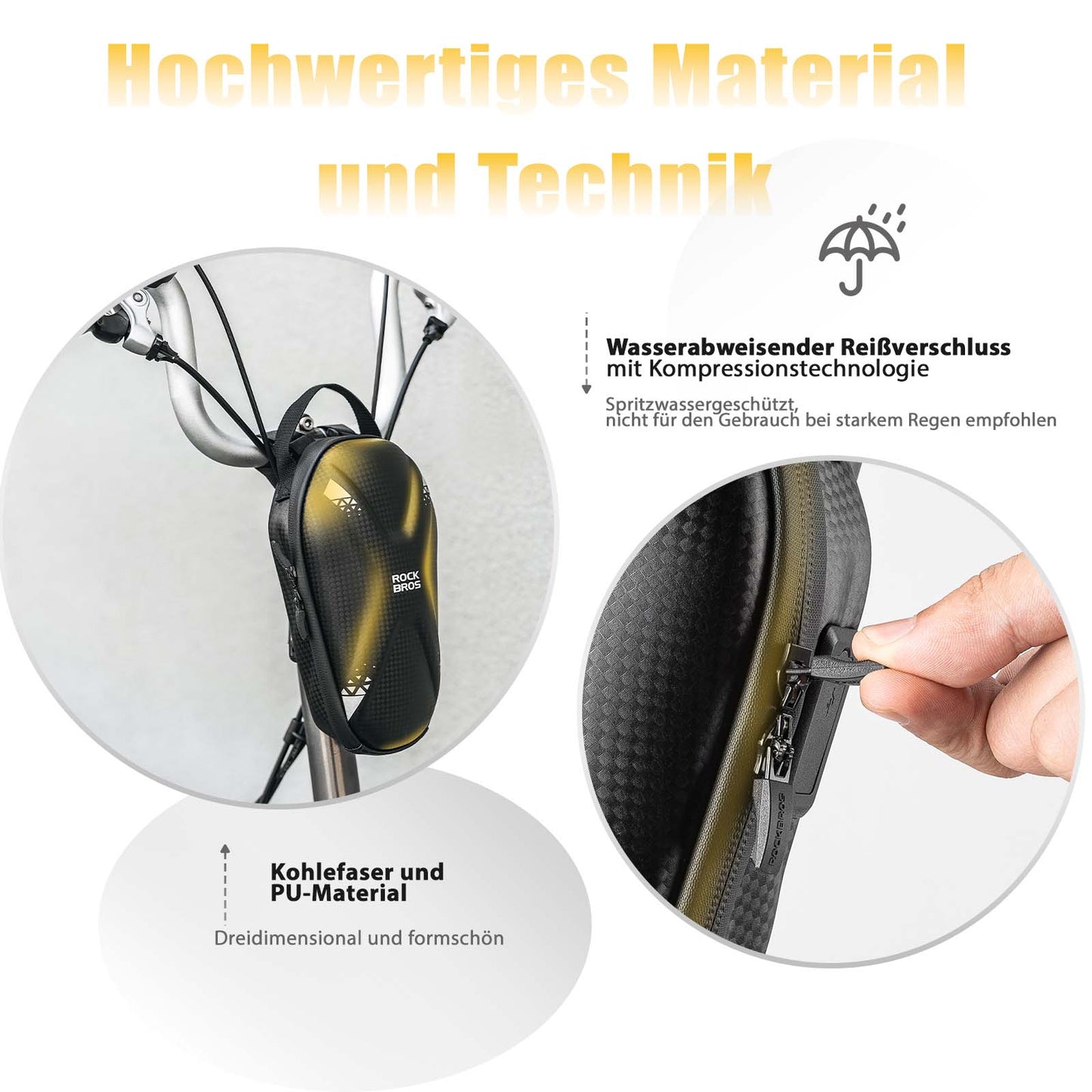 Styrväska för elscooter, vattentät framväska med USB-portar, ROCKBROS