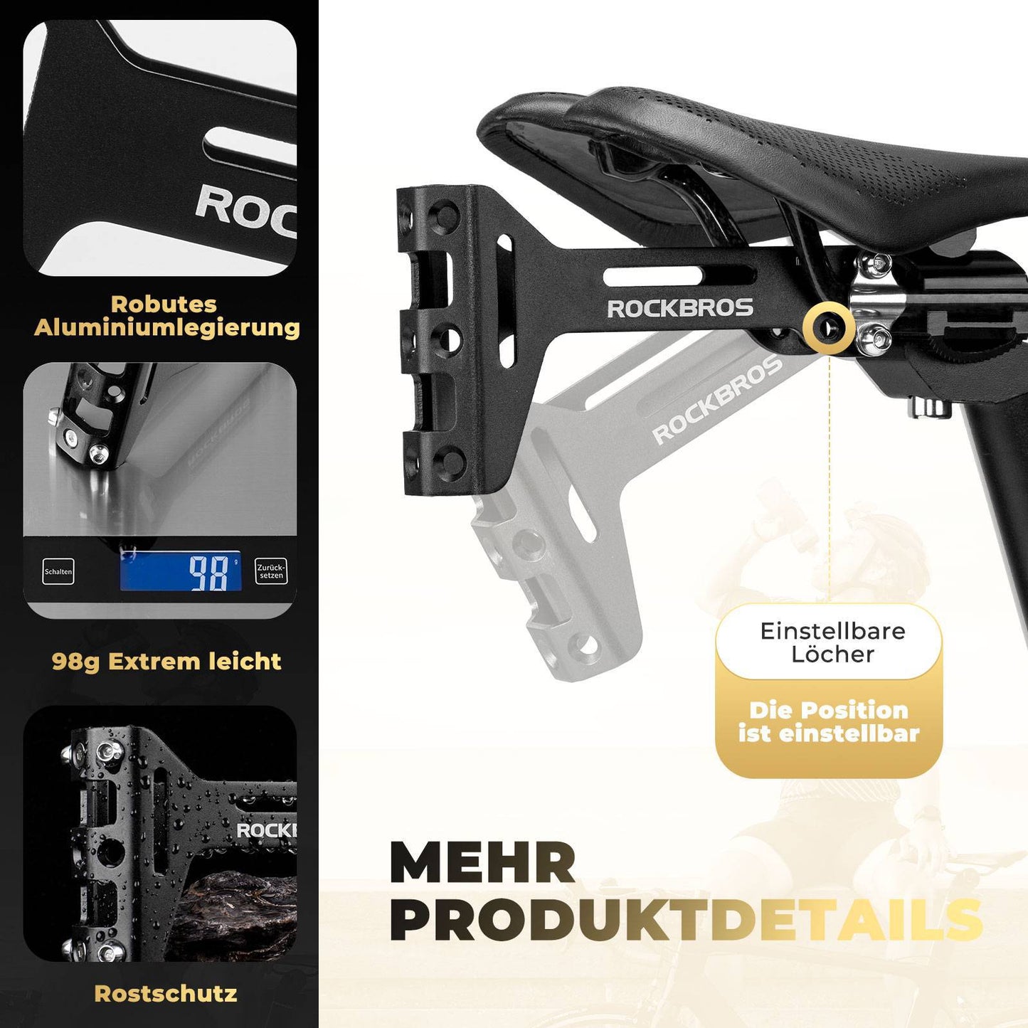 Adapter för cykelflaskhållare i aluminium, justerbart fäste, ROCKBROS