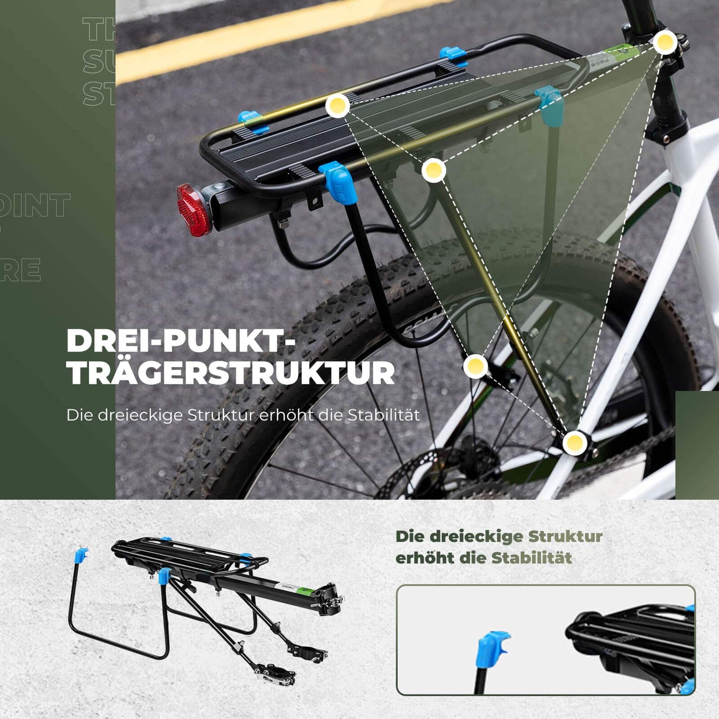Cykelpakethållare med reflex och snabbkoppling, 24-29 tum, ROCKBROS