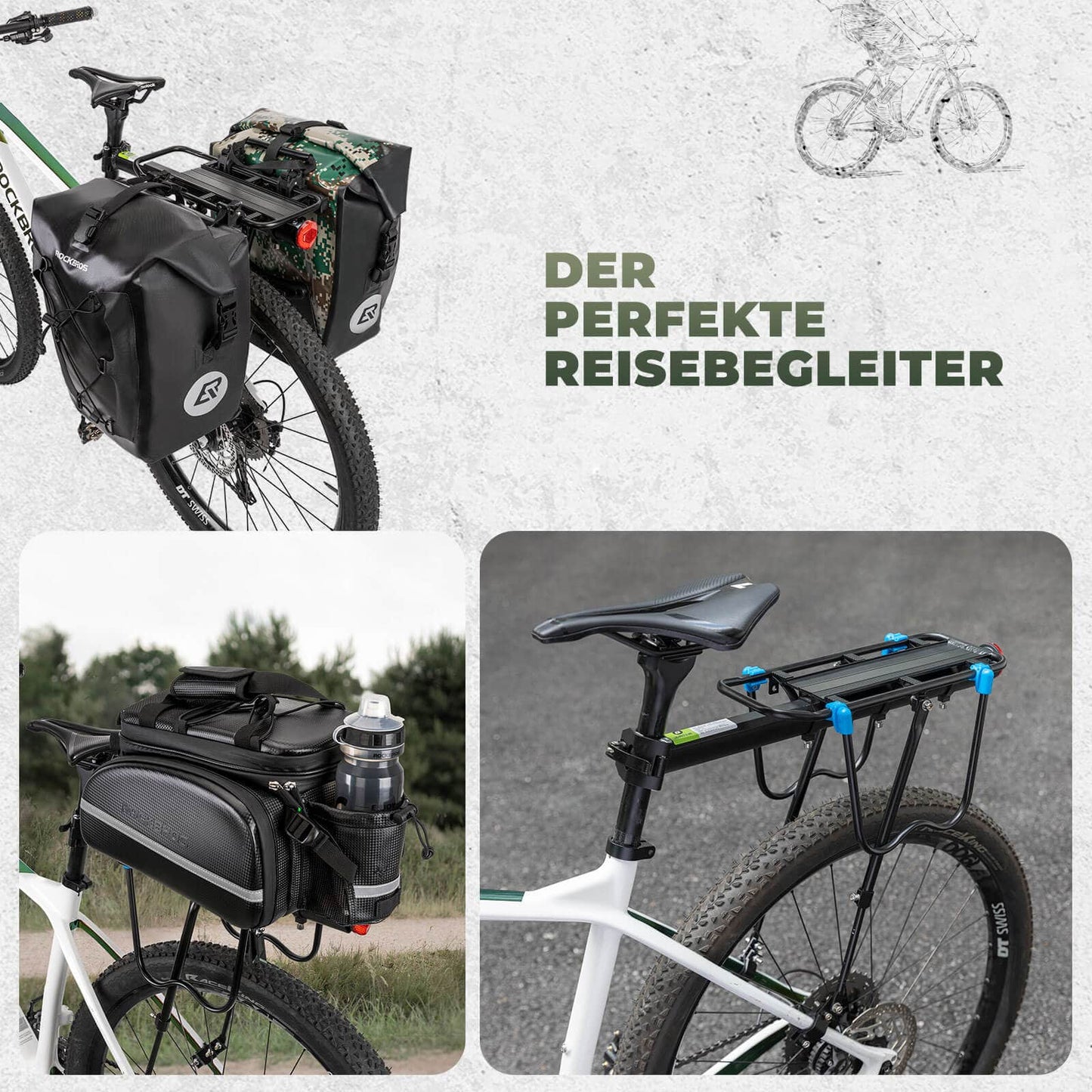 Cykelpakethållare med reflex och snabbkoppling, 24-29 tum, ROCKBROS