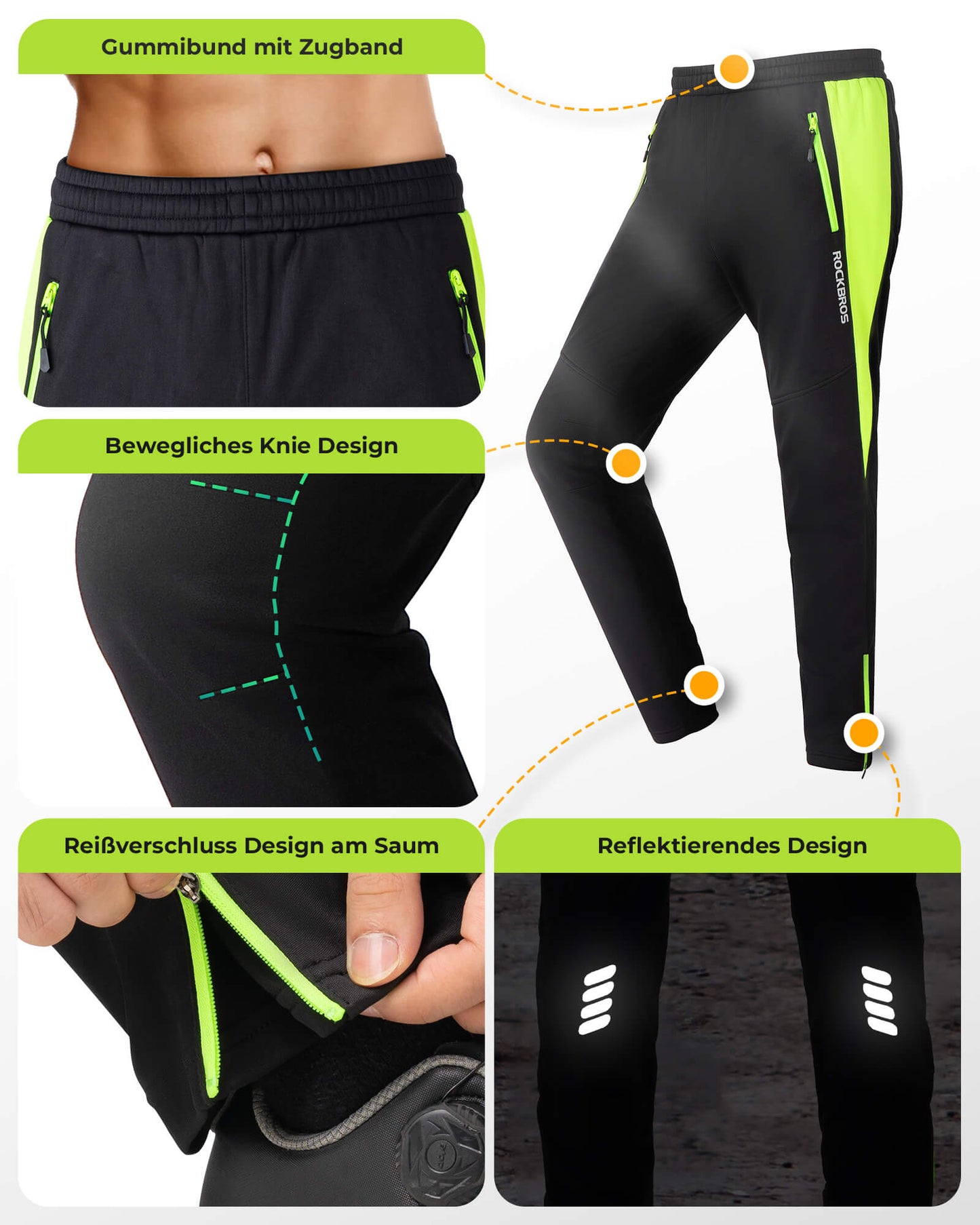 Cykeljacka och byxor vintercykelställ ljusgrön ROCKBROS