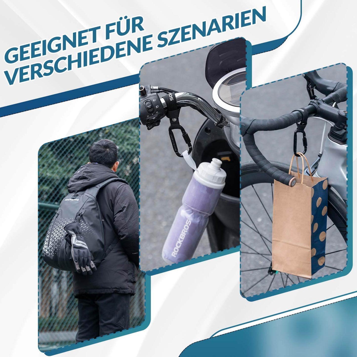 Multifunktionell cykelkarbinhake med slitstarkt band ROCKBROS