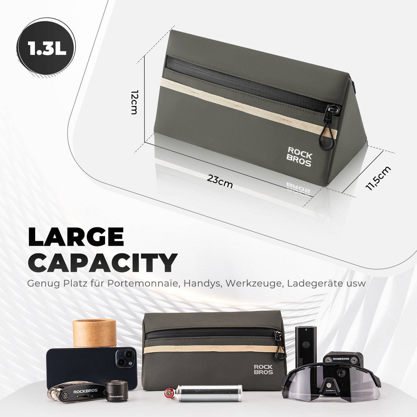 Cykelväska för styr, cykelväska, cykelkorg, 6 färger, ca 1,3 l, ROCKBROS