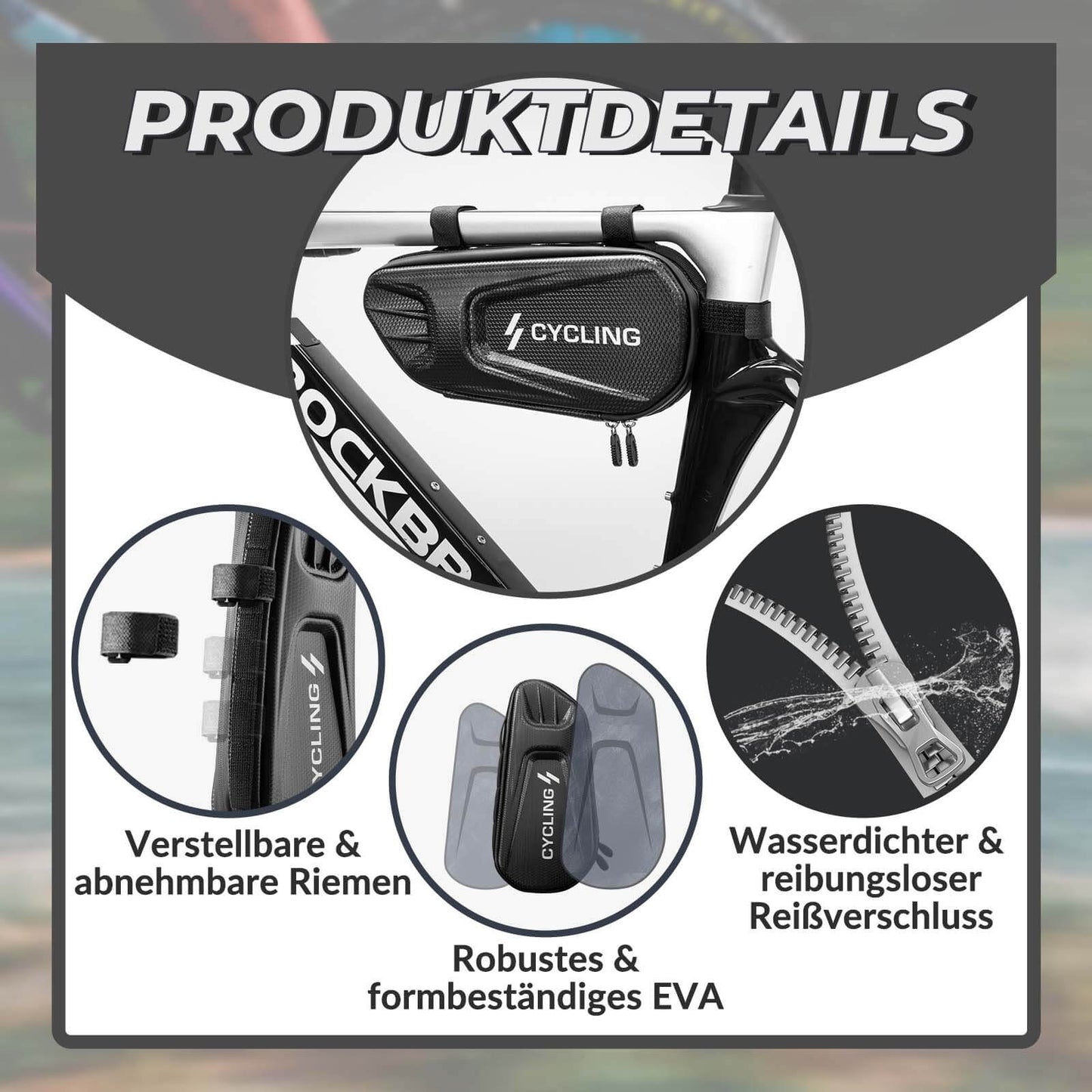 Cykelramväska 1,5L triangulär väska vattentät cykelväska ROCKBROS