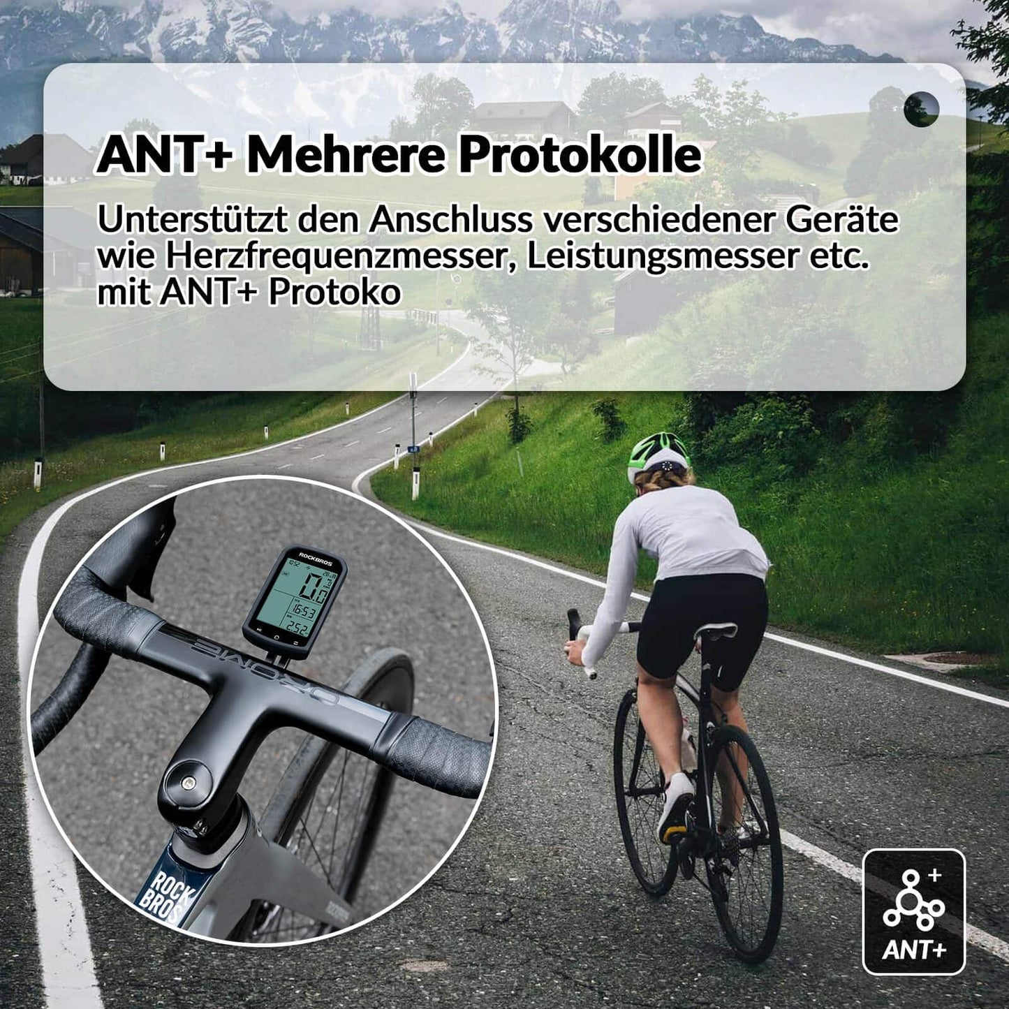 Trådlös GPS Vattentät Cykeldator med Hastighetsmätare och Vägmätare ROCKBROS