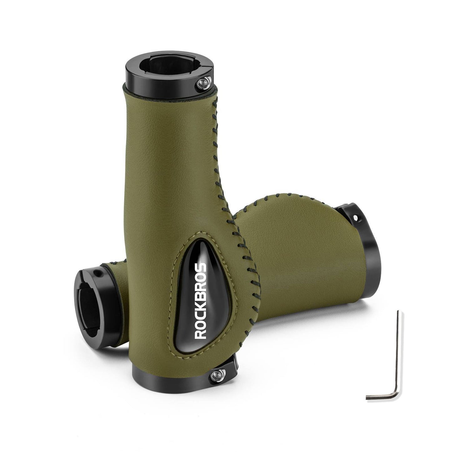 Cykelhandtag i läder för styren med en diameter på 22,2 mm, ROCKBROS