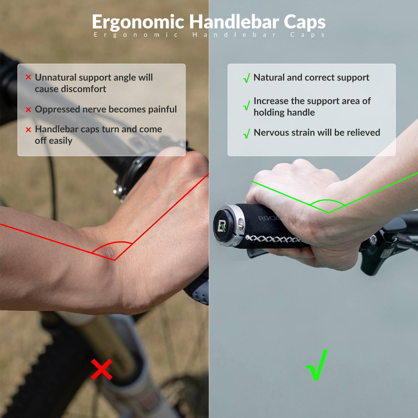 Cykelhandtag i läder för styren med en diameter på 22,2 mm, ROCKBROS