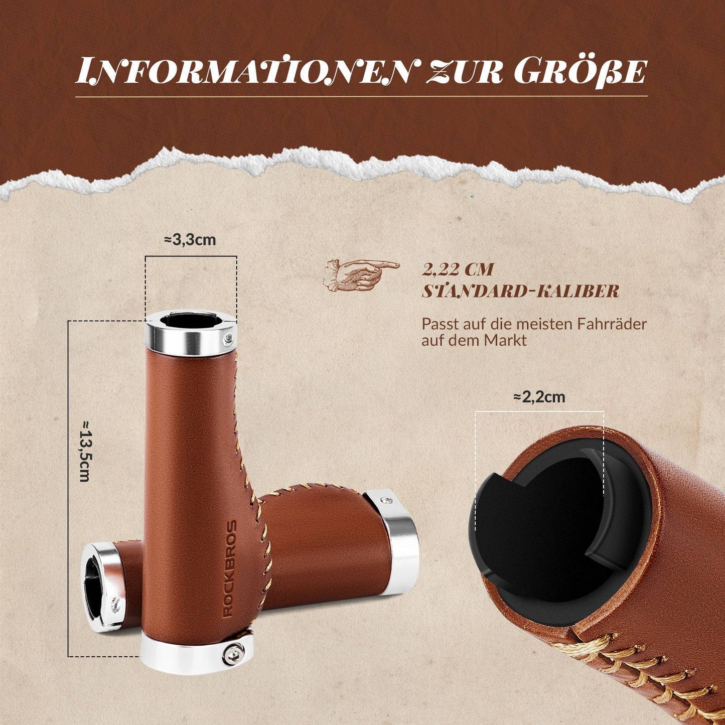 Retro MTB-styrhandtag, ergonomisk design, ROCKBROS