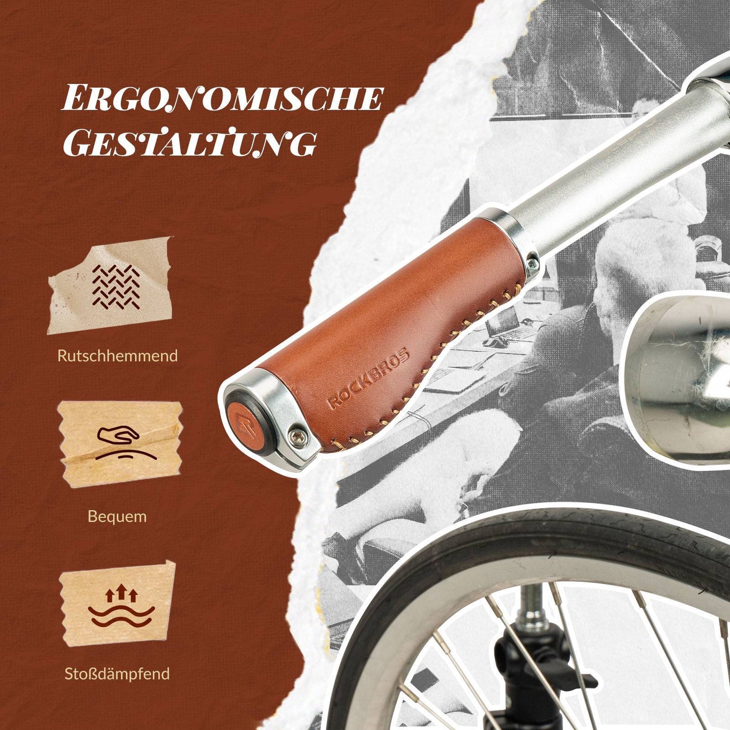 Retro MTB-styrhandtag, ergonomisk design, ROCKBROS