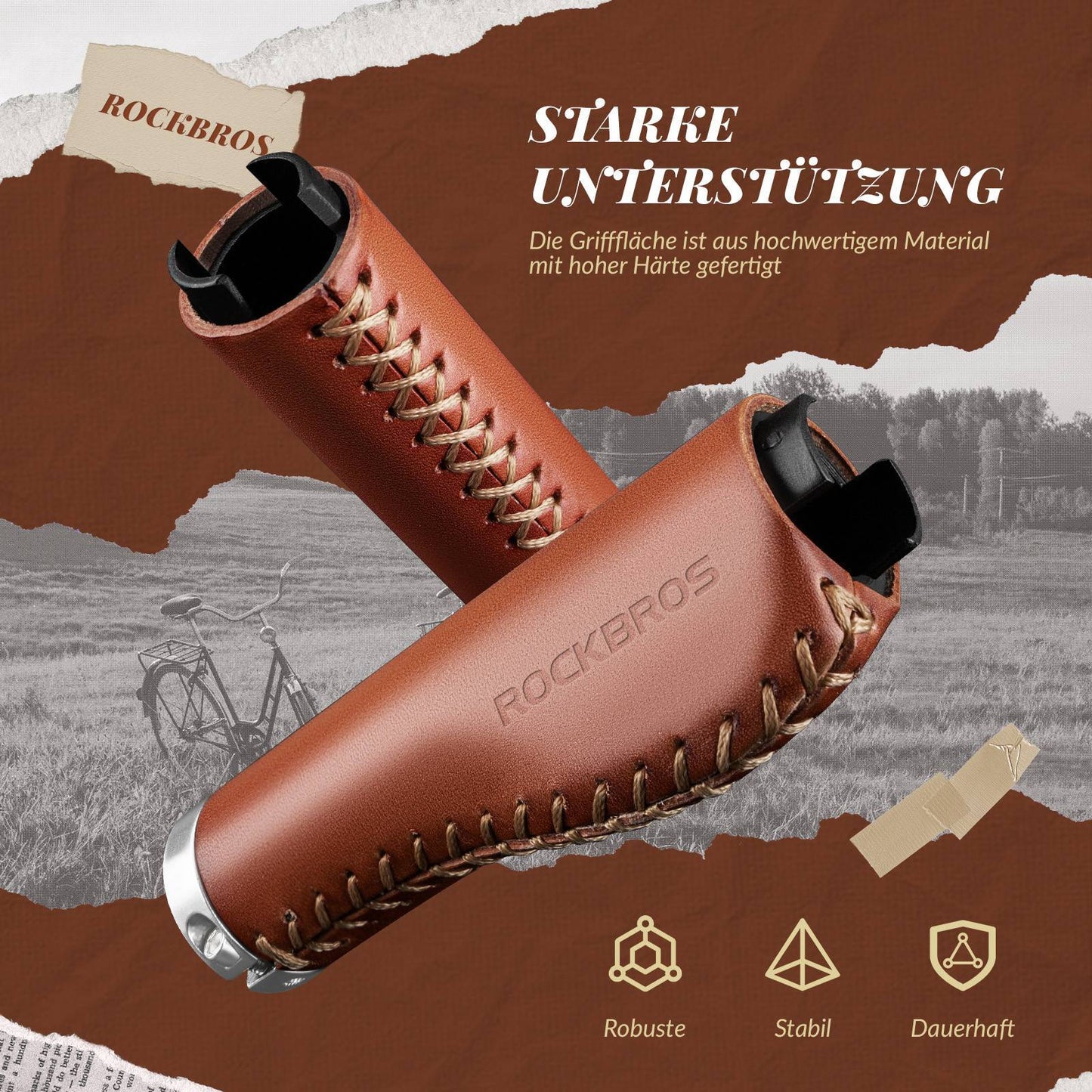 Retro MTB-styrhandtag, ergonomisk design, ROCKBROS