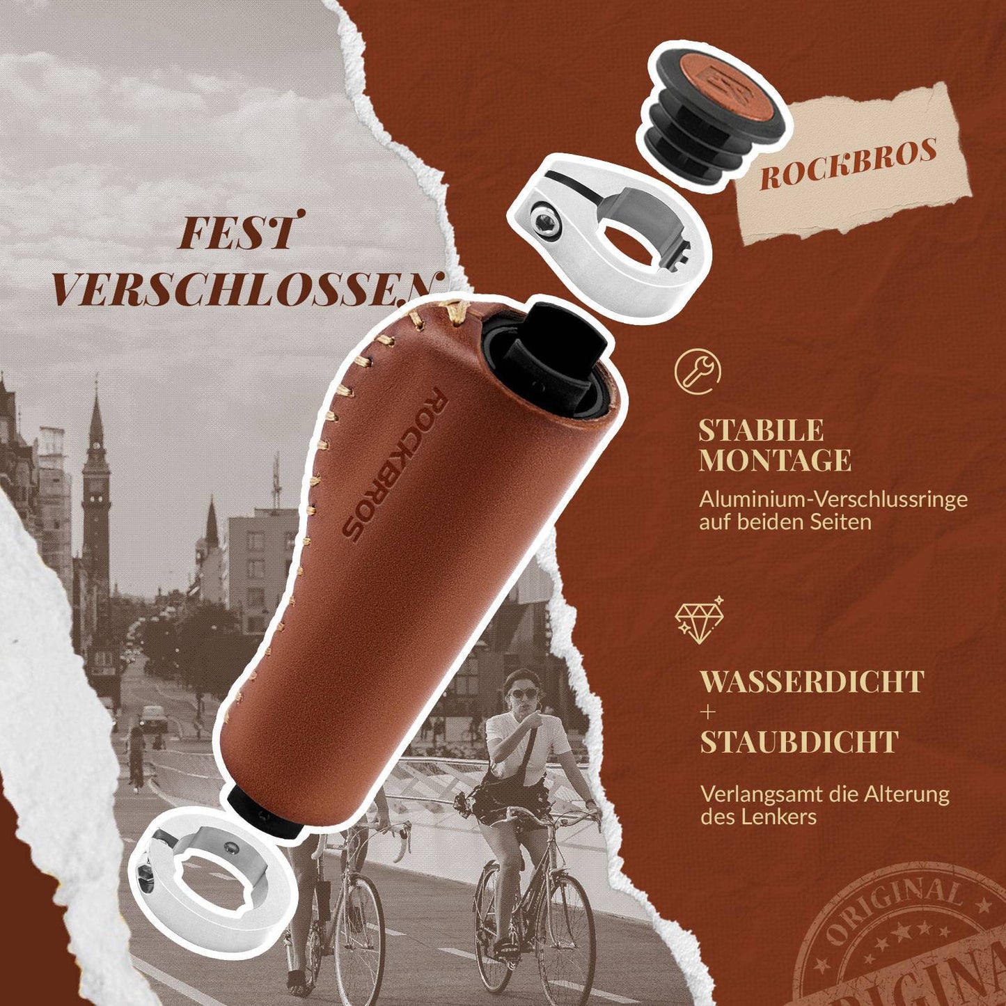 Retro MTB-styrhandtag, ergonomisk design, ROCKBROS