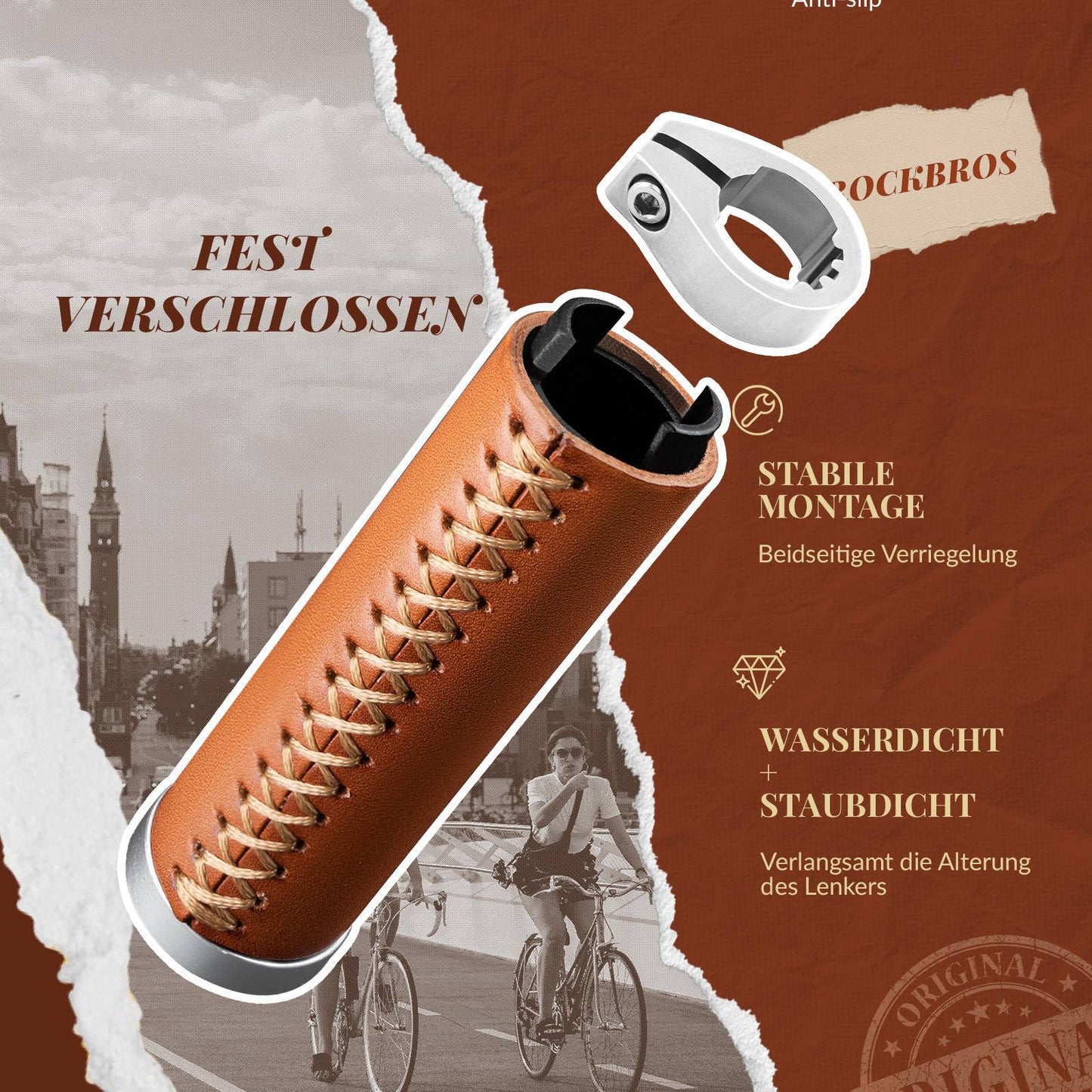Retro MTB-styrhandtag, ergonomisk design, ROCKBROS