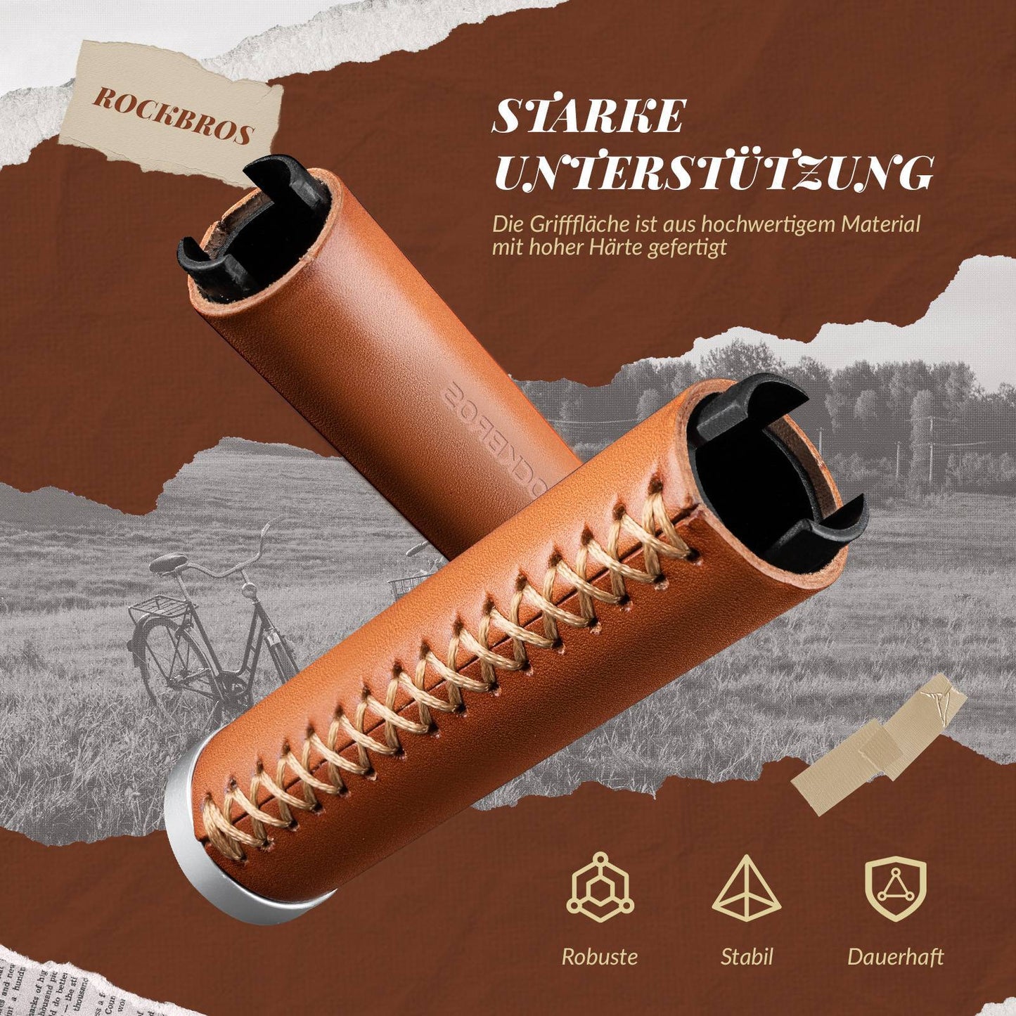 Retro MTB-styrhandtag, ergonomisk design, ROCKBROS