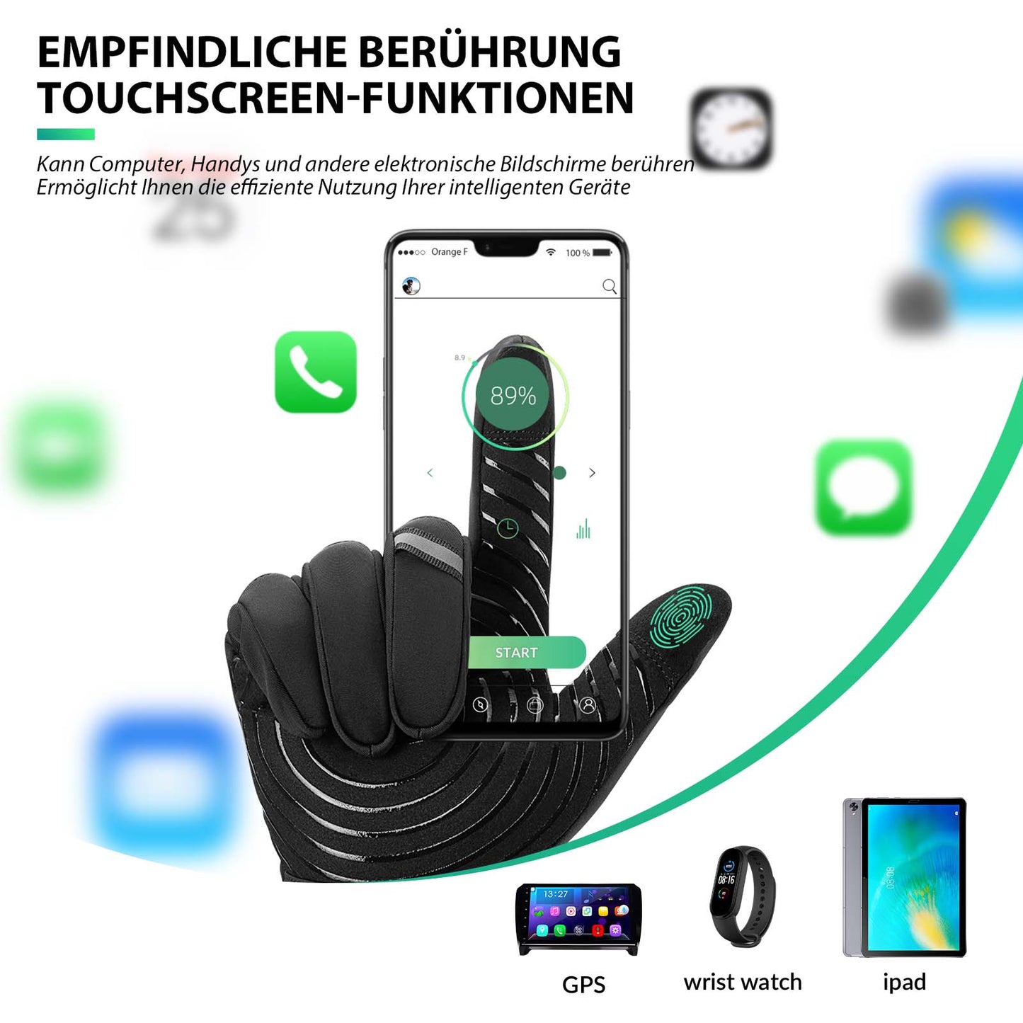 Cykelhandskar pekskärm varma vinterhandskar S-XL ROCKBROS