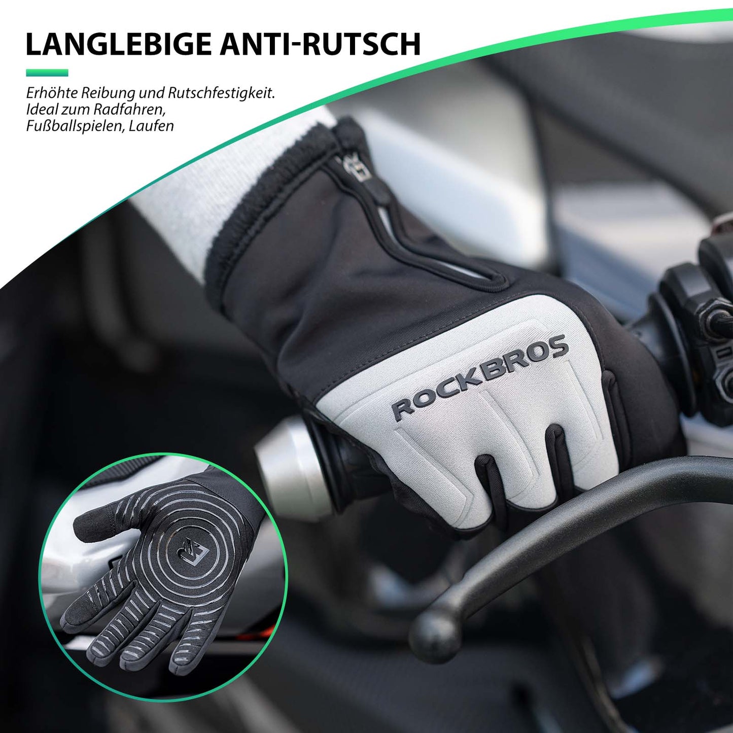 Cykelhandskar pekskärm varma vinterhandskar S-XL ROCKBROS