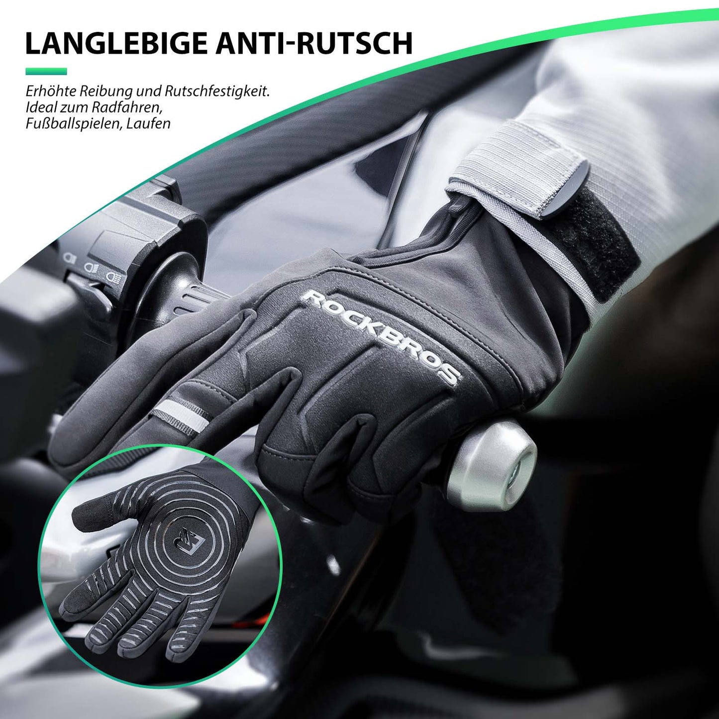 Cykelhandskar pekskärm varma vinterhandskar S-XL ROCKBROS