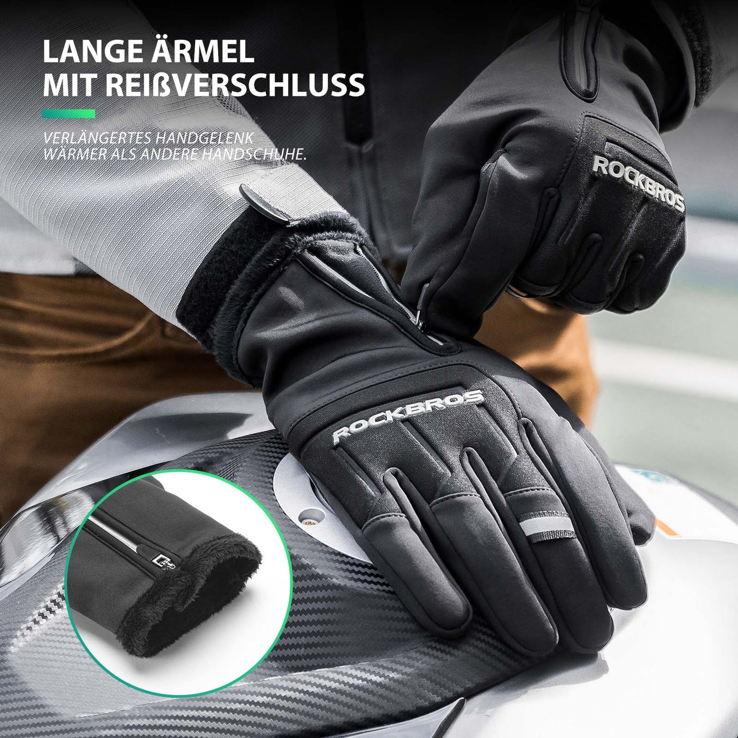 Cykelhandskar pekskärm varma vinterhandskar S-XL ROCKBROS
