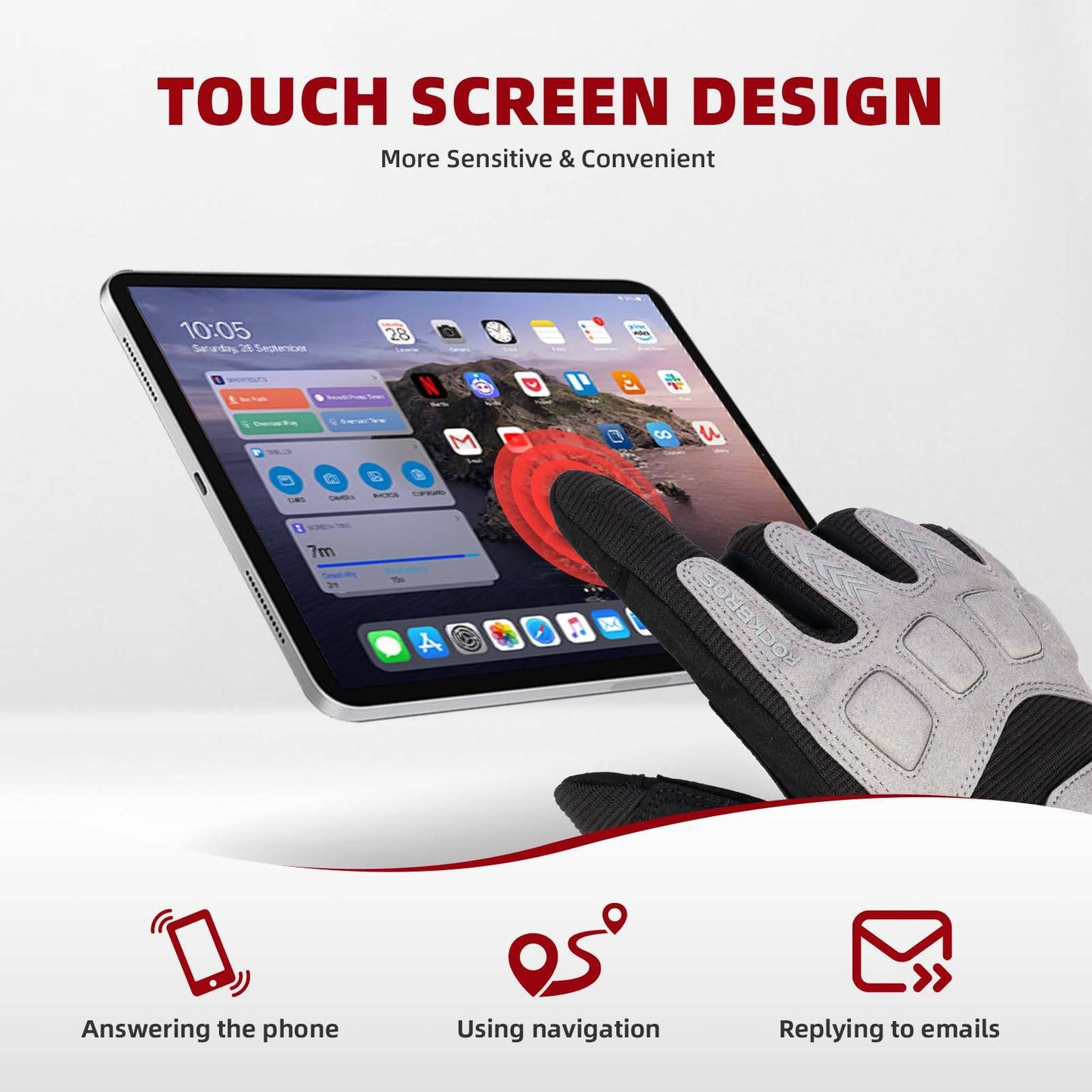 Herrcykelhandskar, vinter/höst, MTB, stötdämpande handskar, ROCKBROS