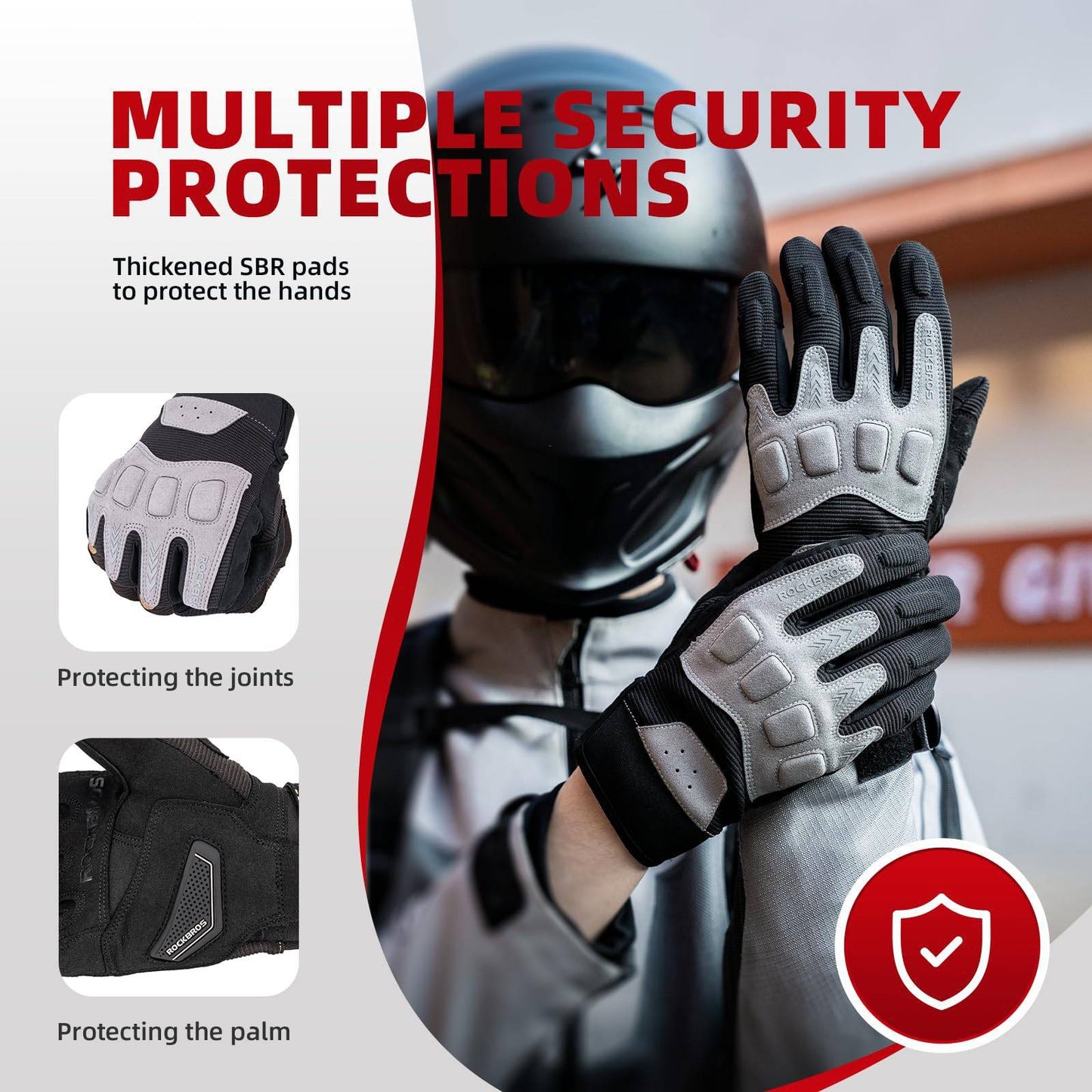 Herrcykelhandskar, vinter/höst, MTB, stötdämpande handskar, ROCKBROS