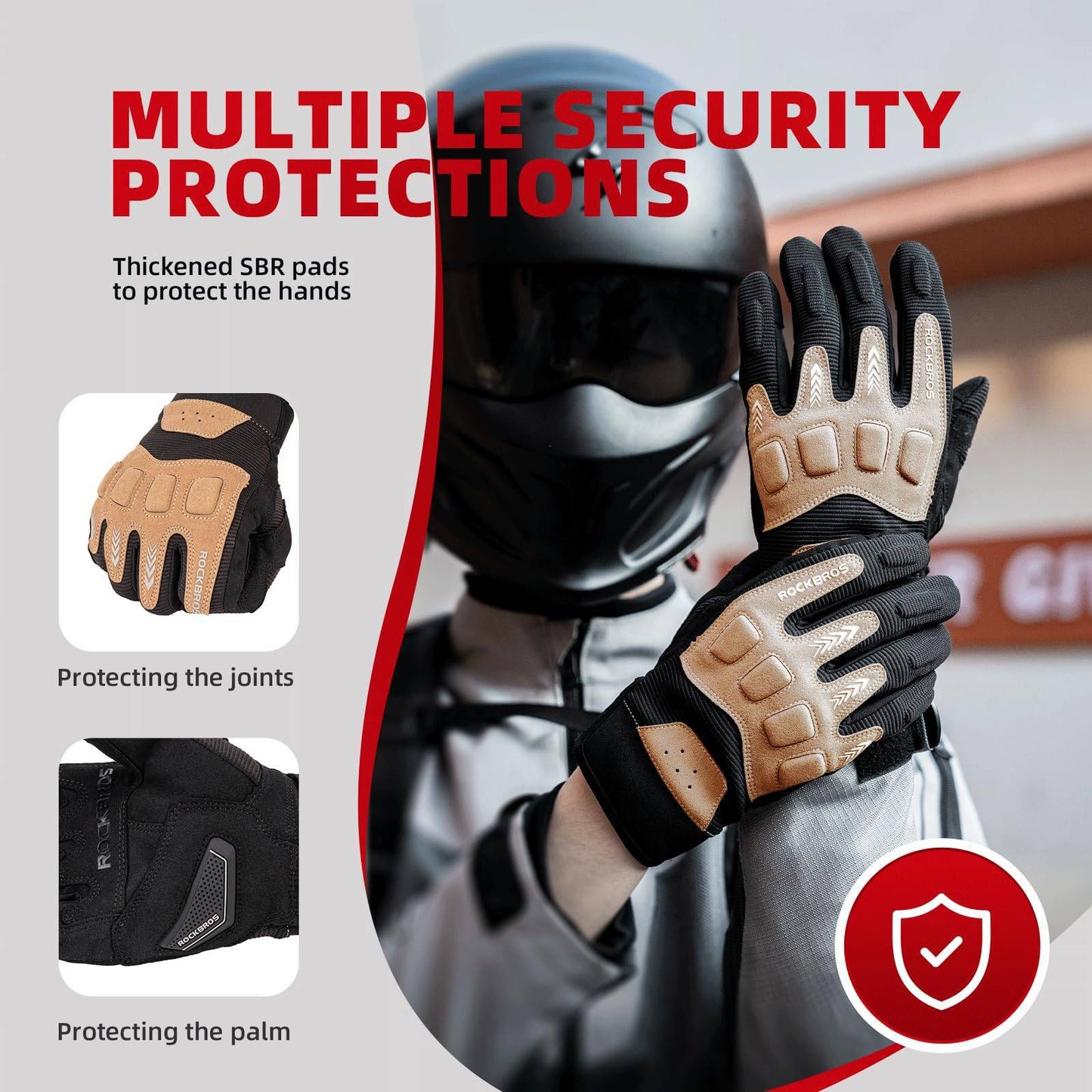 Herrcykelhandskar, vinter/höst, MTB, stötdämpande handskar, ROCKBROS