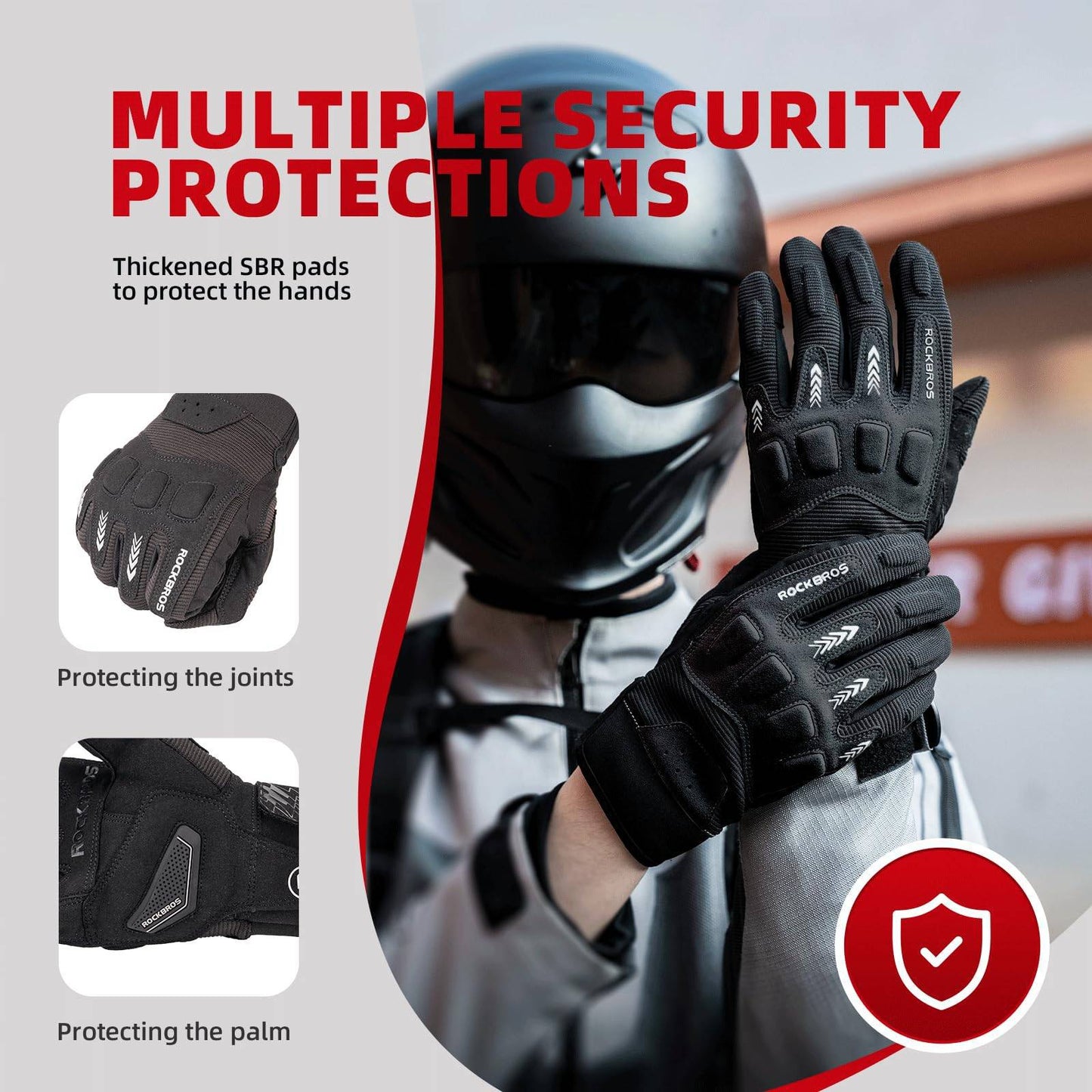 Herrcykelhandskar, vinter/höst, MTB, stötdämpande handskar, ROCKBROS