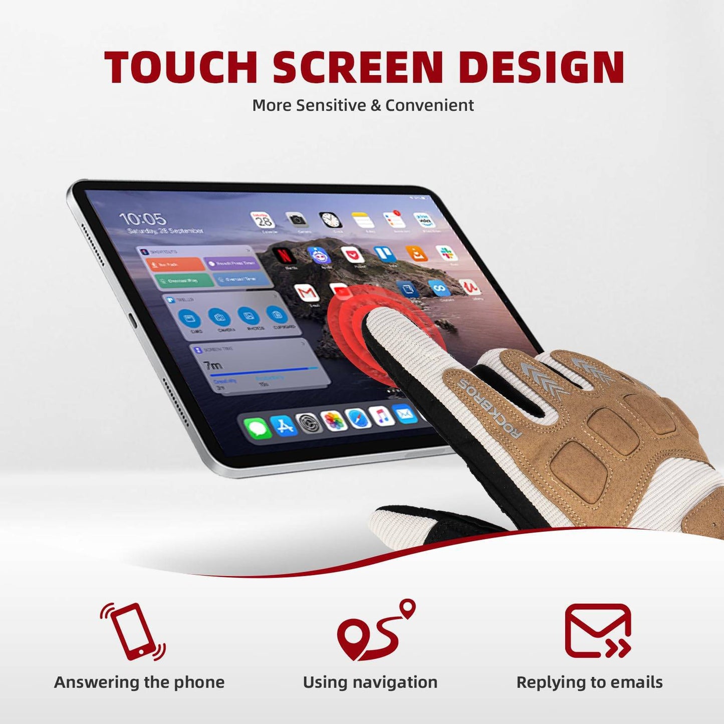 Herrcykelhandskar, vinter/höst, MTB, stötdämpande handskar, ROCKBROS