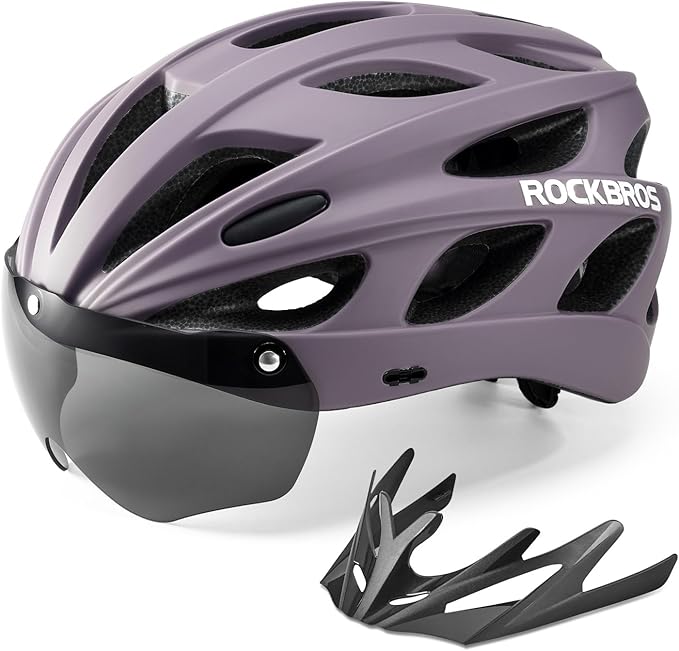 ROCKBROS Cykelhjälm med integrerade avtagbara magnetglasögon & visir